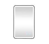 Vente-unique-Espejo de baño Luminoso Ovalado antivaho con Borde Negro - 50x80 cm ALARICO