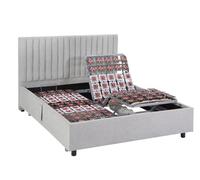 Vente-unique - Estructura Decorativa de Cama con función de relajación eléctrica - 2 x 65 Platos - 2 x 80 x 200 cm - Tela - Gris - NALU de YSMÉE