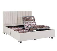 Vente-unique - Estructura Decorativa de Cama con función de relajación eléctrica - 2 x 78 Platos - 2 x 90 x 200 cm - Tela - Beige - NALU de YSMÉE