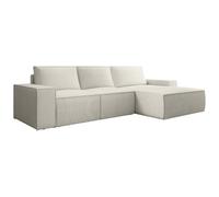 Vente-unique-Gran sofá rinconera Derecho de Terciopelo Beige Amelia