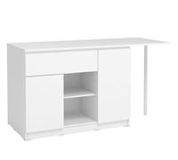 Vente-unique-Isla Central de Cocina con 2 Puertas, 1 cajón y 2 estantes - Blanco - TUNORI
