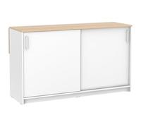 Vente-unique-Isla Central de Cocina con 2 Puertas - Blanco y Roble - Benita