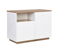 Vente-unique-Isla de Cocina con 2 Puertas y 1 Estante de MDF - Natural y Blanco CORELINA