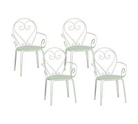 Vente-unique - Juego de 4 sillas de Jard√≠n apilables de Metal de Forma forja - Verde Almendra - Guermantes