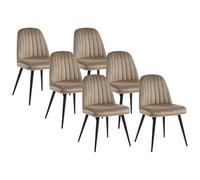 Vente-unique-Juego de 6 sillas Eleana - Terciopelo y Metal Negro - Beige
