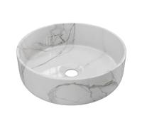 Vente-unique-Lavabo redondo blanco efecto mármol en cerámica - 36 cm - VIAMARBA