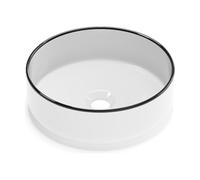 Vente-unique - Lavabo sobre encimera Leniso - L 36cm x A 36cm x H 12cm - cerámica - negro, blanco