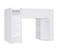 Vente-unique-Litera Alta 90 x 190 cm con Almacenamiento - Blanco - COLUMI