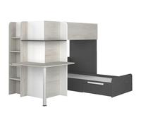 Vente-unique - Literas 2 x 90 x 190 cm - con Escritorio - Gris, Blanco y Negro - Samuel