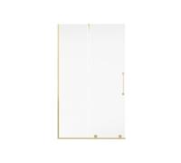 Vente-unique - Mampara de ducha tipo italiano con puerta corredera de metal estilo industrial - Dorado - 120 x 200 cm - YOREM