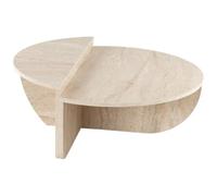 Vente-unique - Mesa Baja de 2 Piezas - Efecto travertino - Beige- ALOEVA