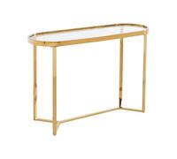 Vente-unique - Mesa Consola Joliny - L 120cm x A 40cm x H 78cm - Cristal Templado - Transparente, Dorado