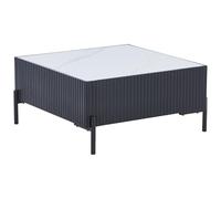 Vente-unique - Mesa de Centro Cyndora - L 80cm x A 80cm x H 40cm - MDF - Negro, Blanco