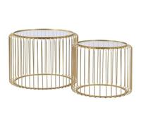 Vente-unique - Mesa de Centro Ferida - L 68cm x A 68cm x H 49cm - Cristal - Dorado