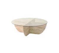 Vente-unique - Mesa de Centro Fija Aysun - L 90cm x A 90cm x H 30cm - melamina - Transparente, Beige