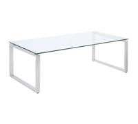 Vente-unique-Mesa de Centro Freya - Cristal Templado y Metal Cromado