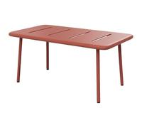 Vente-unique - Mesa de Centro para jardín Birmos - L 90cm x A 50cm x H 42cm - Acero - Terracota