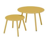 Vente-unique - Mesa de Centro para jardín Mirmande - L 60cm x A 60cm x H 34cm - Acero - Mostaza