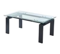 Vente-unique-Mesa de Comedor Extensible - Cristal Templado y Metal - Negro - 8 a 10 Cubiertos - LUBANA