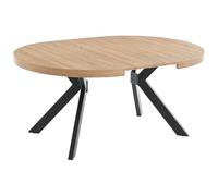 Vente-unique - Mesa de comedor extensible de 4 a 8 cubiertos en MDF y acero natural y negro KOMONI