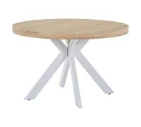Vente-unique-Mesa de Comedor Extensible para 4 a 8 Personas en MDF y Acero - Natural Claro y Blanco - KOMONI