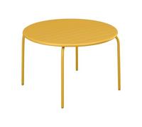 Vente-unique-Mesa de jardÌn Redonda D.130 cm de Metal - Amarillo Mostaza - MIRMANDE de MYLIA