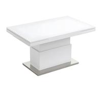 Vente-unique Mesa elevable Lauria - 2 en 1 - Extensible - MDF Lacado - Blanco