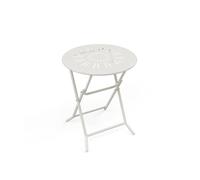 Vente-unique - Mesa jardín 2 plazas Guermantes - Acero - Blanco