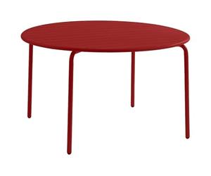 Vente-unique - Mesa jardín 4 plazas Mirmande - Acero - Rojo