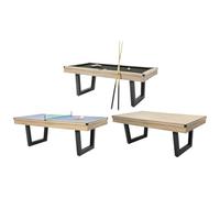Vente-unique - Mesa multijuego - Billar y Ping-Pong - Color Natural Claro y Negro - Ancho 213,4 x Prof. 111,8 x Alt. 78,5 cm - MELIAN