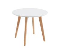 Vente-unique-Mesa para niños de MDF y Haya - Blanco y Natural - LOULOUNE