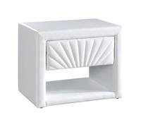 Vente-unique - Mesilla de Noche Ulami - L 50cm x A 35cm x H 41cm - Piel sintética - Blanco