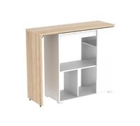 Vente-unique Meuble de Bar pivotant SATURNE - Blanc & ChÍne