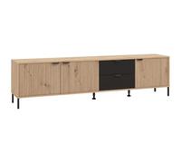 Vente-unique - Mueble bajo de TV Merela - L 208.2cm x A 40.1cm x H 54.3cm - melamina - Negro, Color Natural Claro