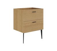 Vente-unique-Mueble bajo Lavabo Estriado con pies - 2 cajones - Natural Claro - 60 cm - SARONE