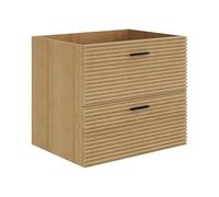 Vente-unique-Mueble bajo Lavabo suspendido Estriado - 2 cajones - Natural Claro - 60 cm - SARONE