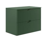 Vente-unique-Mueble bajo Lavabo suspendido Estriado con encimera - Verde Mate - 80 cm - ZEVINI