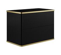 Vente-unique-Mueble de baño con Ribete Dorado - Negro - Ancho 80 cm - KELIZA