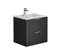 Vente-unique-Mueble de baño Flotante bajo Lavabo- Negro - 60 cm - ZEVARA