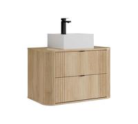 Vente-unique - Mueble de baño Simple Filor - L 80cm x A 46cm x H 57cm - MDF - Color Natural Claro
