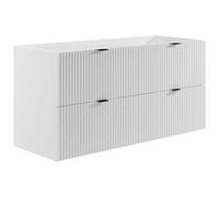 Vente-unique-Mueble de baño suspendido Estriado - Blanco Mate - 120 cm - ZEVINI