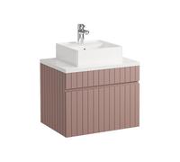 Vente-unique-Mueble de baÒo Flotante Rosa con Lavabo sobre encimera - 60 cm - SATARA