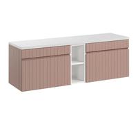 Vente-unique - Mueble de Lavabo Satara - L 140cm x A 46cm x H 46cm - MDF - Rosa Palo, Blanco