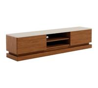 Vente-unique-Mueble de TV 2 cajones y 2 estantes con Leds en MDF - Marrón Oscuro y Beige - DEVIKA de Pascal MORABITO