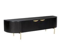 Vente-unique-Mueble de TV con 2 Puertas de Madera de Mango y Metal Dorado - Negro - NEVILI de Maison Céphy