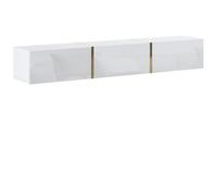 Vente-unique - Mueble de TV suspendido Marzialo - L 179.9cm x A 34.6cm x H 27.7cm - melamina - Blanco, Dorado