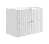 Vente-unique-Mueble Flotante para Lavabo Estriado - Blanco - Ancho 80 cm - ZEVINI