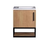 Vente-unique - Mueble lavamanos Lopena - L 40cm x A 22cm x H 52cm - MDF - Color Natural Claro, Blanco