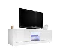 Vente-unique-Mueble TV COMETE - Leds - 2 Puertas - Blanco Lacado
