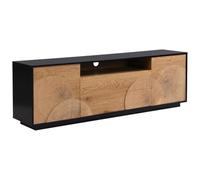 Vente-unique-Mueble TV con 2 Puertas, 2 cajones y 1 Estante en MDF - Natural y Negro - YASMELIA